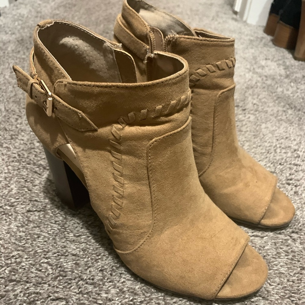 Tan suede booties